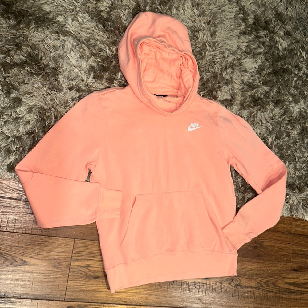 Size Small Nike Peach Cowl Neck Hoodie Sweatshirt. Few small marks on pocket